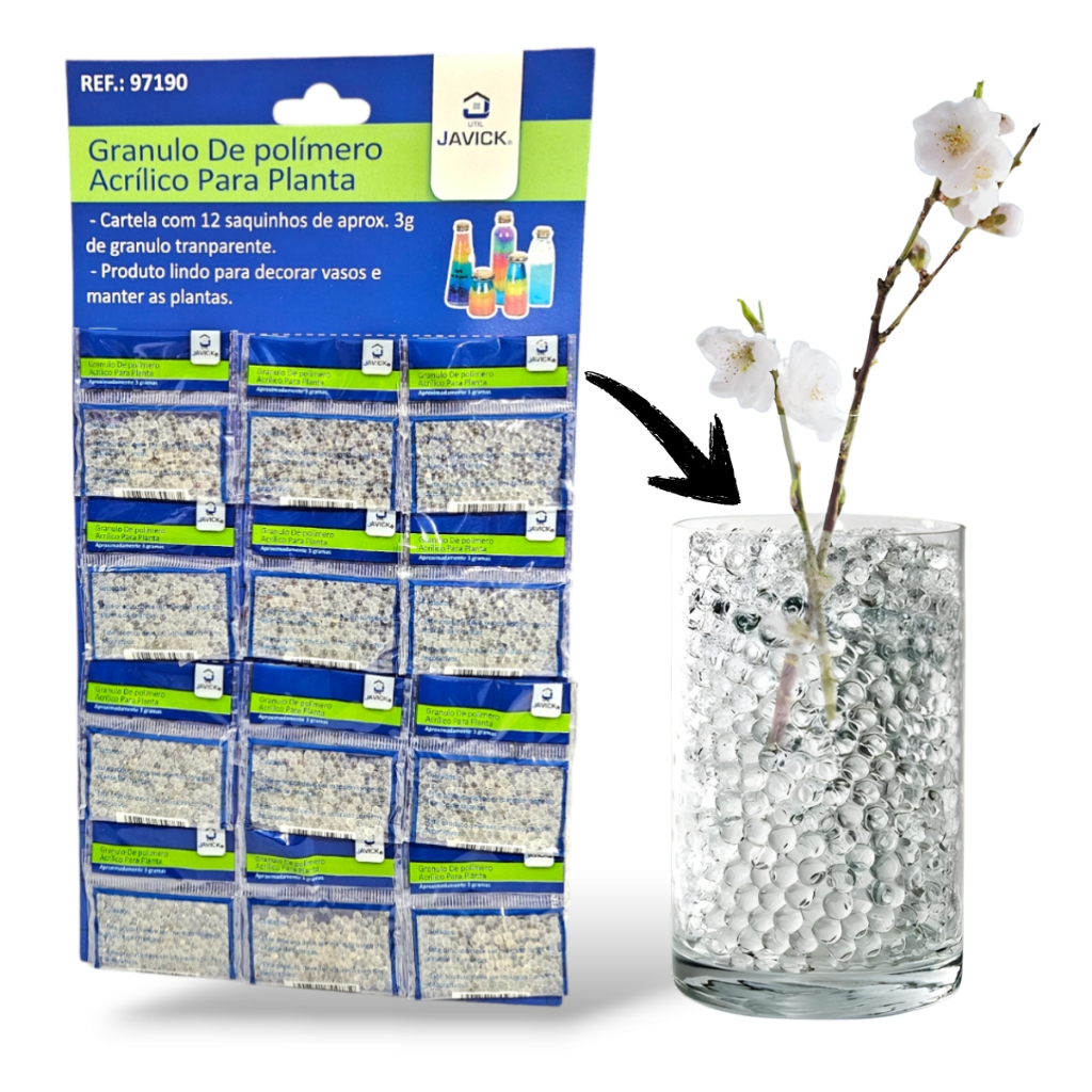 Bolinhas De Gel Hidratante Para Plantas Grânulo Acrílico 12 Pacotinhos - Javick