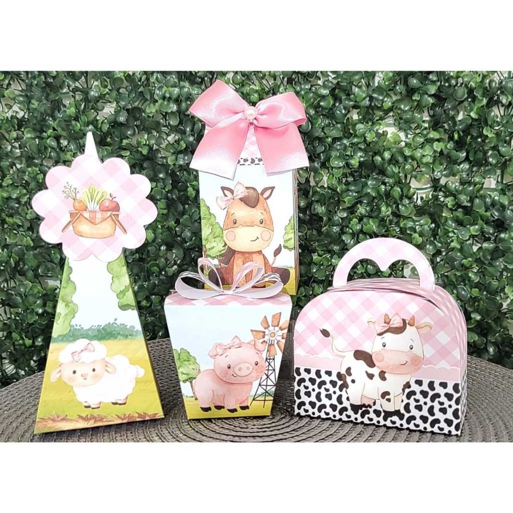 KIT FESTA FAZENDINHA ROSA CAIXINHAS PERSONALIZADAS FAZENDINHA LEMBRANCINHA FAZENDINHA MENINA PEGUE E MONTE