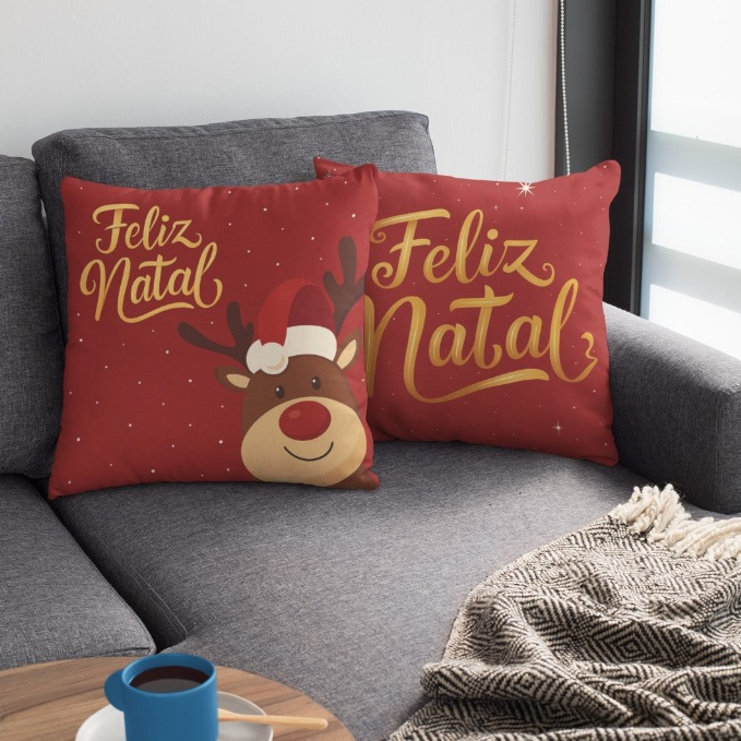 Capa Decorativa de Natal Decoração de Natal Para Sala Capa de Almofada 40x40 kit c/2