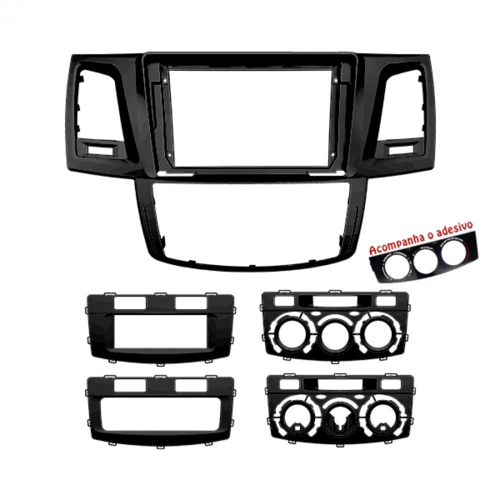 Moldura Fiamon 9" Toyota Hilux E SW4 2006/2015 Ar Digital + Ar Analógico - Cód 6242