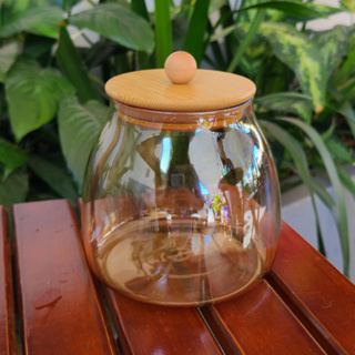 Pote de Vidro Âmbar 1/2/3UN 750ml Hermético com Tampa Bambu Bolinha para alimentos e condimentos. em Oferta na Shopee