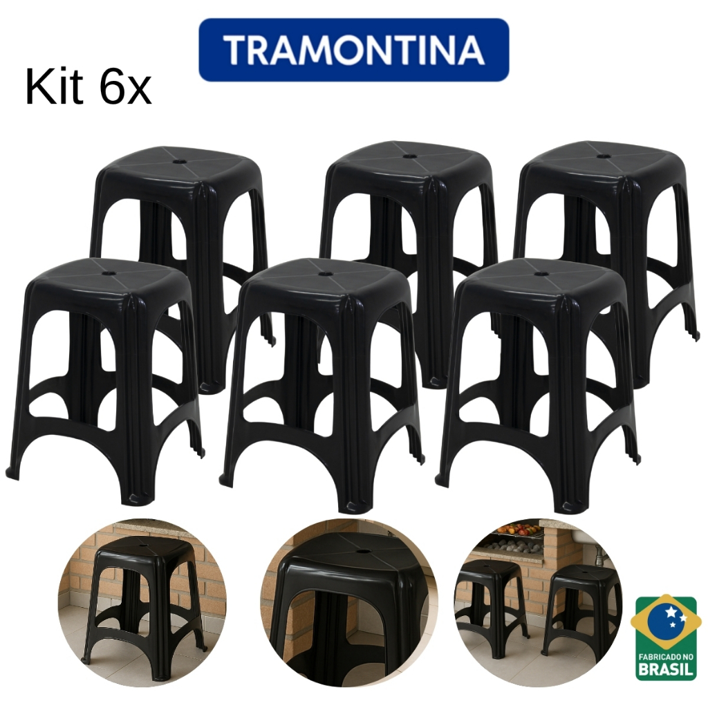 Conjunto De 6 Banquetas Resistentes  Até 100kg Tramontina em Oferta na Shopee