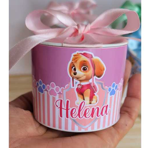 Tubolata Personalizada Skye Patrulha Canina 5x6cm – Lembrancinha para Festa, Chá de Bebê, Revelação e Maternidade