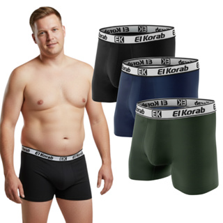 Kit 3 Cueca Masculina Boxer Box Plus Size Adulto Microfibra Lisa Original El Korab em Oferta na Shopee