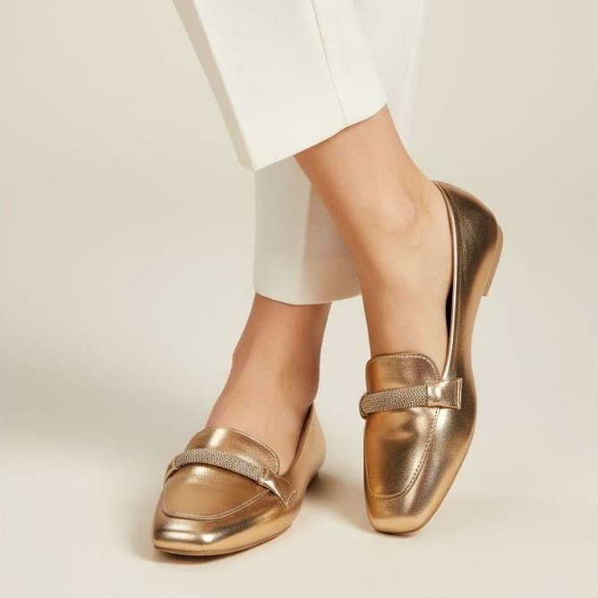 Sapatilha Feminina Confortável Luxo Mocassim Sapato Feminino Bico Quadrado Rosê Strass em Oferta na Shopee