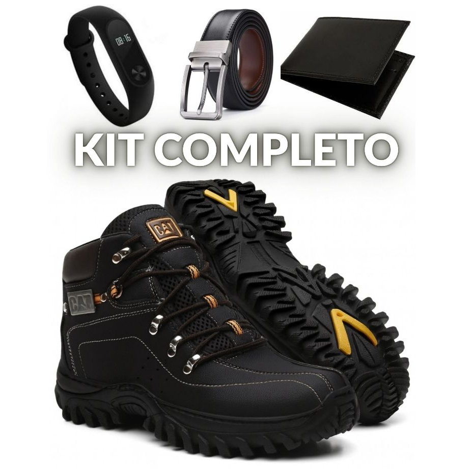 Bota Caterpillar Masculino Otimizado + Cinto + Carteira + Relógio