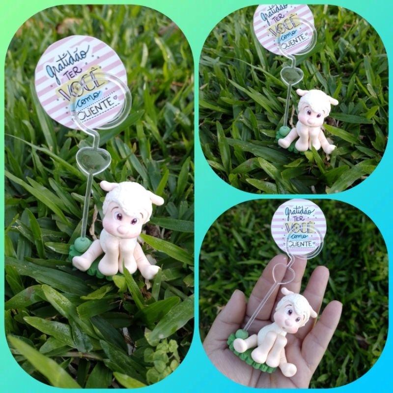 10 Lembrancinha ovelhinha porta recado em Biscuit/lembrancinha personalizada/chá de bebê maternidade nascimento batizado