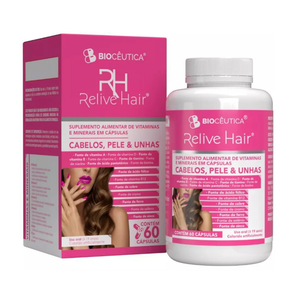 Cabelo & Unha - Relive Hair - Biotina, Bioceutica | 60 Cápsulas