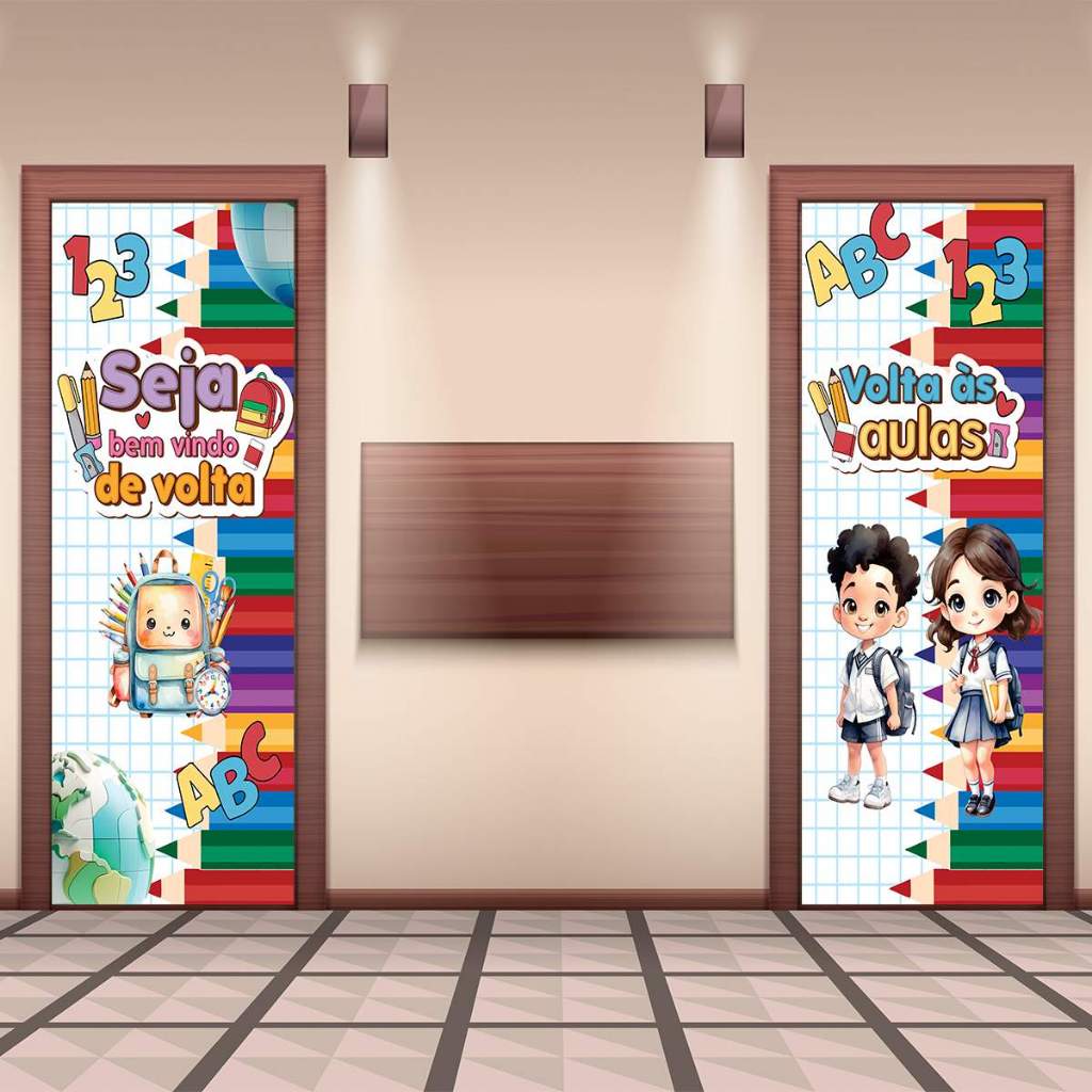 Cobertura para Porta em tecido sublimado Volta às Aulas em Oferta na Shopee