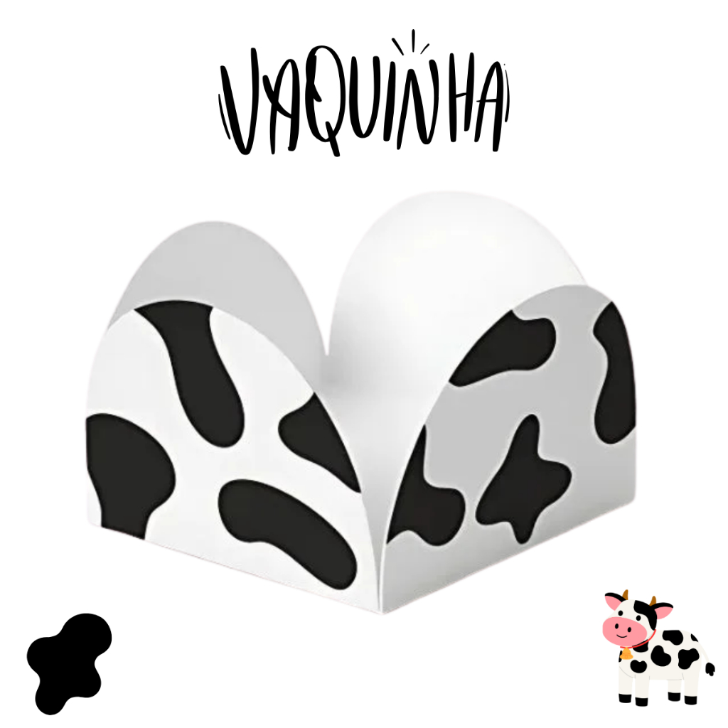 Kit 100 Forminha 4 Petalas p/ Doces Vaquinha Fazendinha Decoração