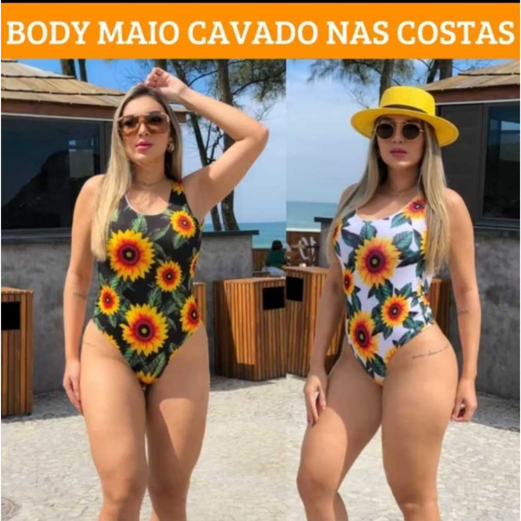 Body Maio Regata Elástico Cavado Nas costas - Suplex Estica Bastante - Serve 36 ao 42 Body praia Bori