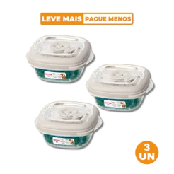 Kit 3 Potes Plásticos Quadrados Herméticos Capuccino 280ml Flor Sanremo