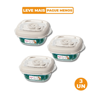 Kit 3 Potes Plásticos Quadrados Herméticos Capuccino 280ml Flor Sanremo em Oferta na Shopee