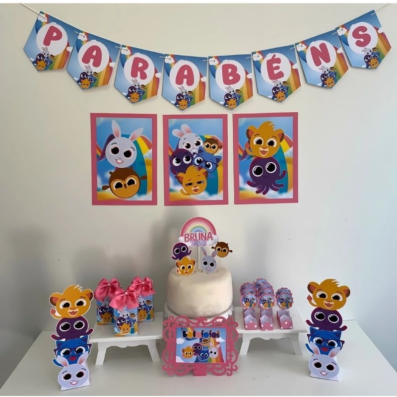 Kit Festa Bolofofos Menina Lilás    Personalizado | Só Bolinho  | Lembrancinha | Aniversário Decoração