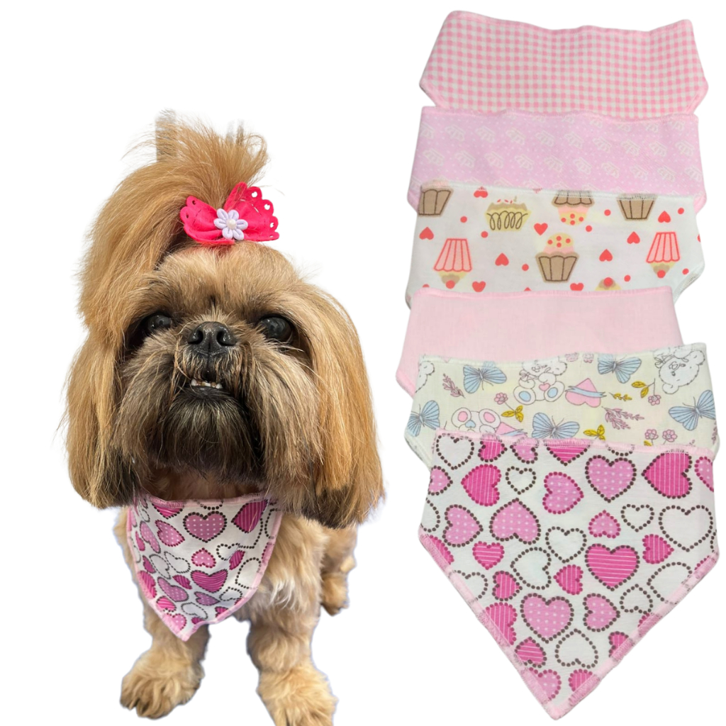 Kit 10 Bandana Para Pet Shop Fêmea ou Macho Bandanas Tricoline Cães e Gatos
