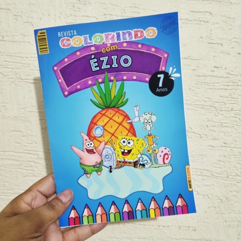 Revista de Colorir tema BOB ESPONJA Personalizada Lembrancinha Festa Infantil Todos os Temas Decoração