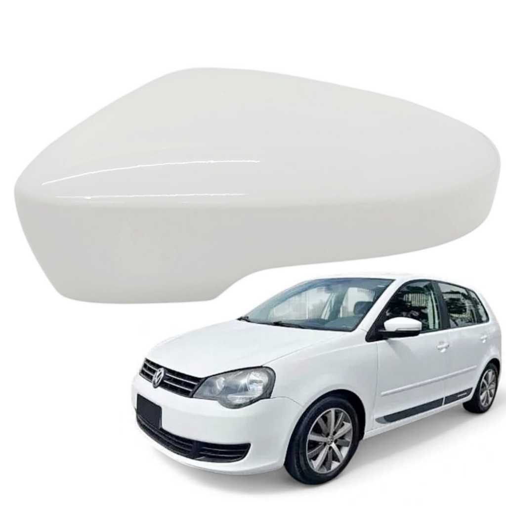 Capa Retrovisor Polo Sportline 2011 2012 2013 2014 Branco Lado Esquerdo Com Furo
