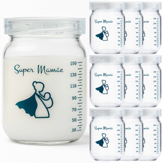 Kit Potes de Vidro 150ml para Leite Materno Super Mamãe Original – Tampa Plástica e Graduação em Oferta na Shopee