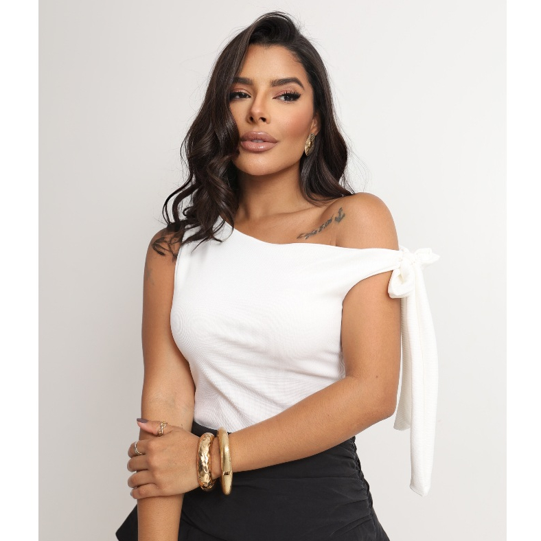 Cropped Feminino Blusa Top Canelado Ribana Justo e Confortável Peça Básica e Versátil 36-42