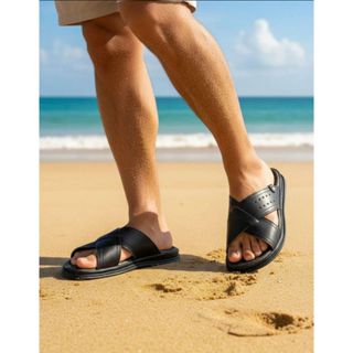 Chinelo Masculino em Couro Legitimo Sola de Borracha em Oferta na Shopee