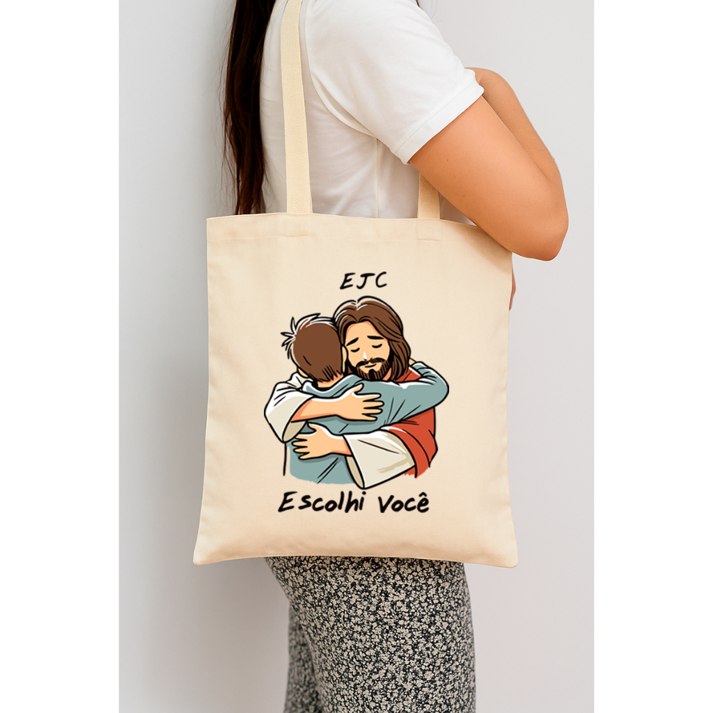Ecobag Estampada “EJC Escolhi Você” | Bolsa Algodão Cru Reutilizável Sustentável | Presente Criativo