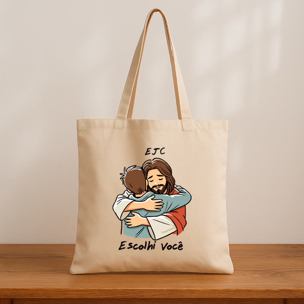 Kit 10 Ecobags “ Escolhi Você” | Bolsa Romântica | Presente Criativo | Algodão Cru | Estampa Premium