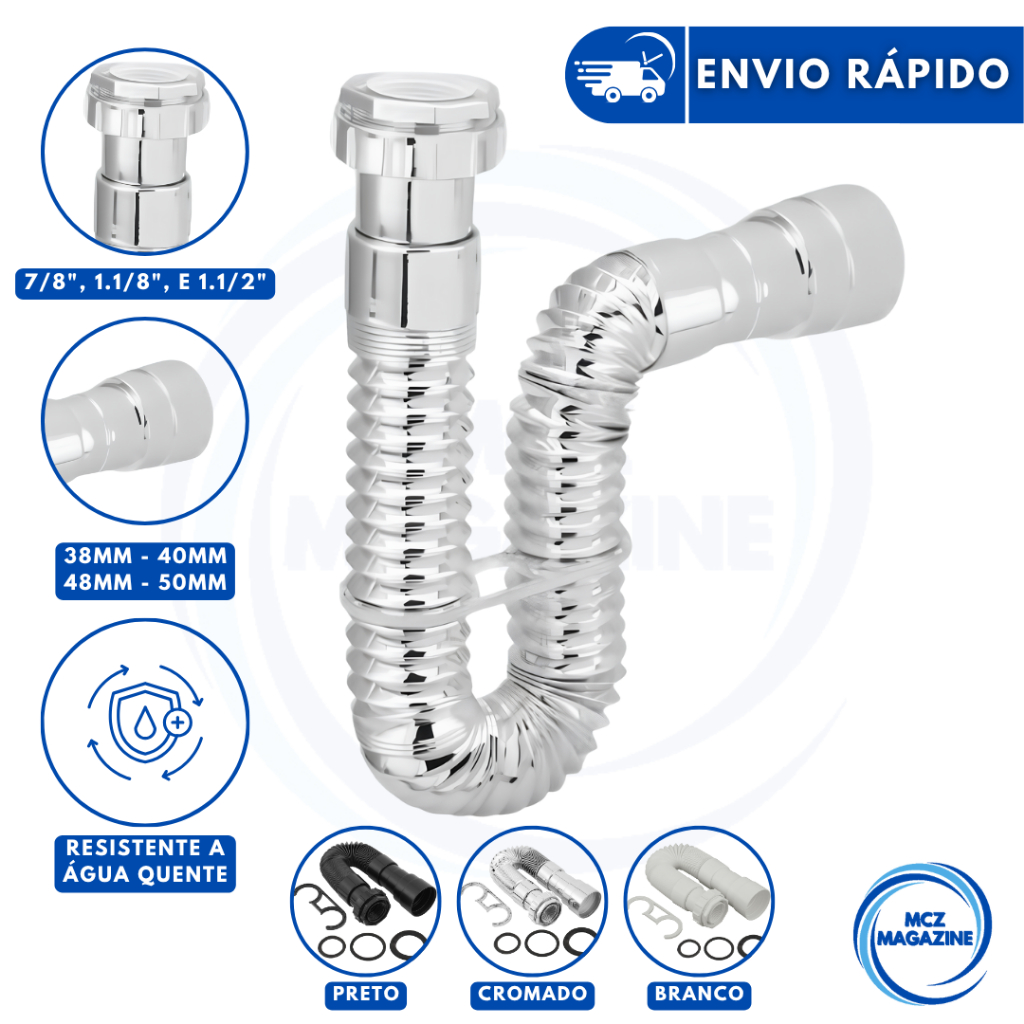 Sifao Kit Tubo Sanfonado Ajustável Lavatório/Pia/Tanque Universal 70cm em Oferta na Shopee