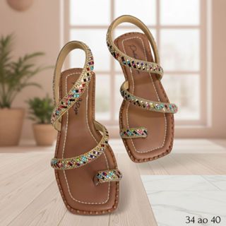 Sandália Rasteirinha Tiras Cruzadas Strass Multicolorido Feminina Antiderrapante Brilho Premium em Oferta na Shopee