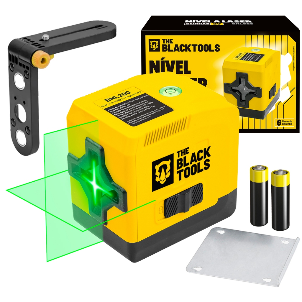 Nível A Laser 3v Com 2 Linhas Verdes Cruzadas Alta Precisão The Black Tools em Oferta na Shopee