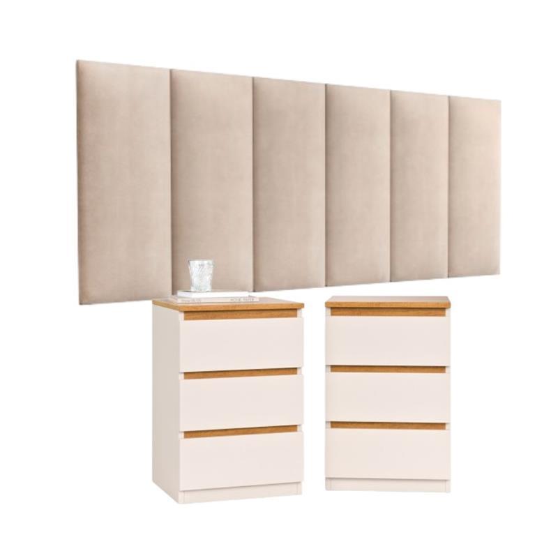 KIT Cabeceira Painel Cama Adesivo Casal E Queen Estofado Com Mesa De Cabeceira Pequim em Oferta na Shopee