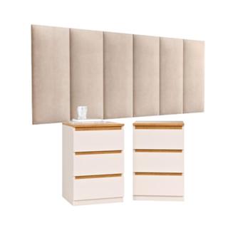 KIT Cabeceira Painel Cama Adesivo Casal E Queen Estofado Com Mesa De Cabeceira Pequim em Oferta na Shopee