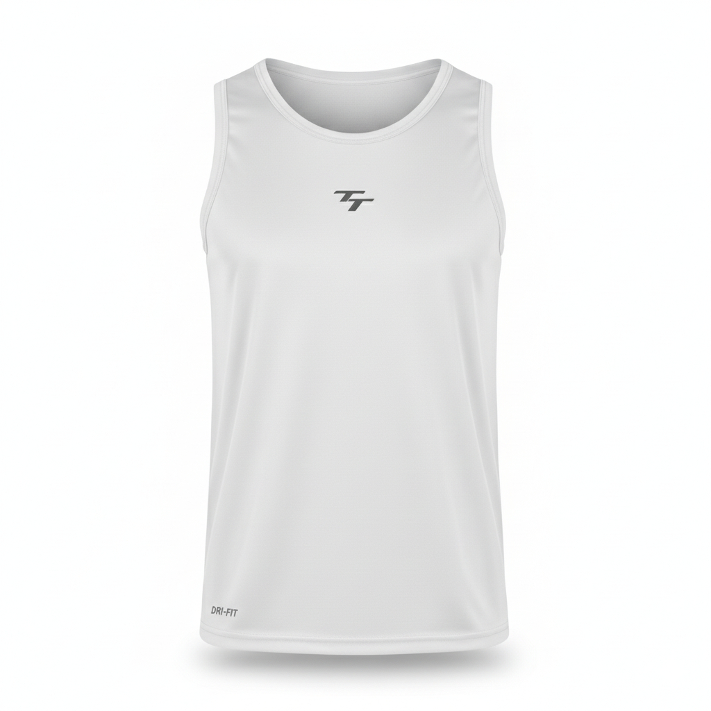 Regata Masculina Branca Dry Fit Academia Treino Fitness Confortável Esportiva