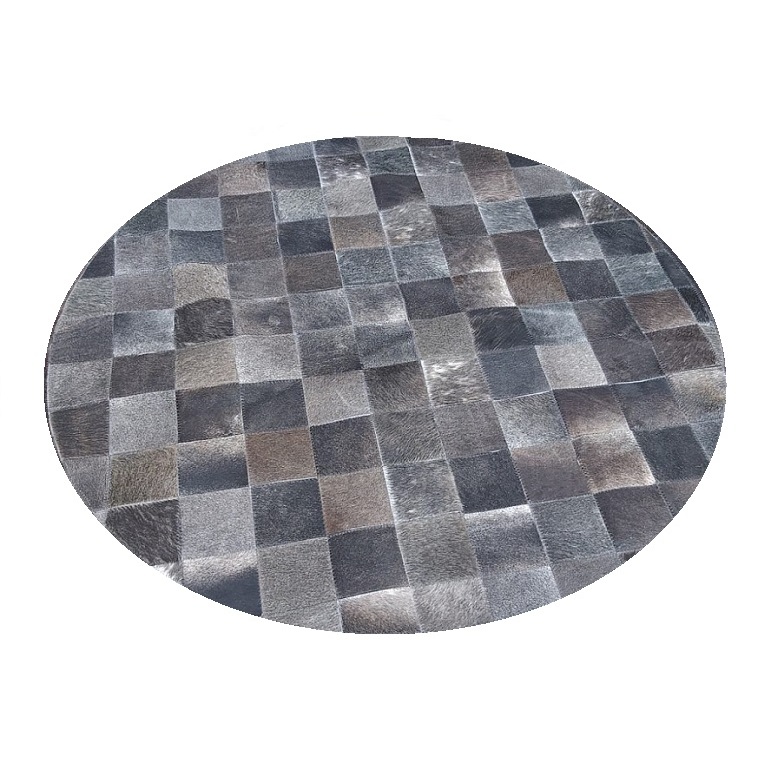 Tapete de Couro de Boi Redondo - placas10x10cm - tamanho 2,50m de diâmetro sem borda - cinza escuro