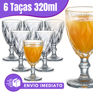 Jogo Conjunto 6 Taças Diamond 260ML 330ML Vidro Transparente Água Drink Suco Bebida Diamante Bico de Jaca Abacaxi Buffet em Oferta na Shopee