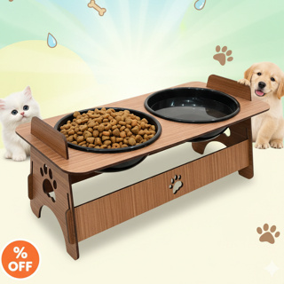 Comedouro Com Tigelas 400ml Bebedouro Elevado Em MDF Suspenso Para Pets Gato Cachorro Para Agua e Ração em Oferta na Shopee