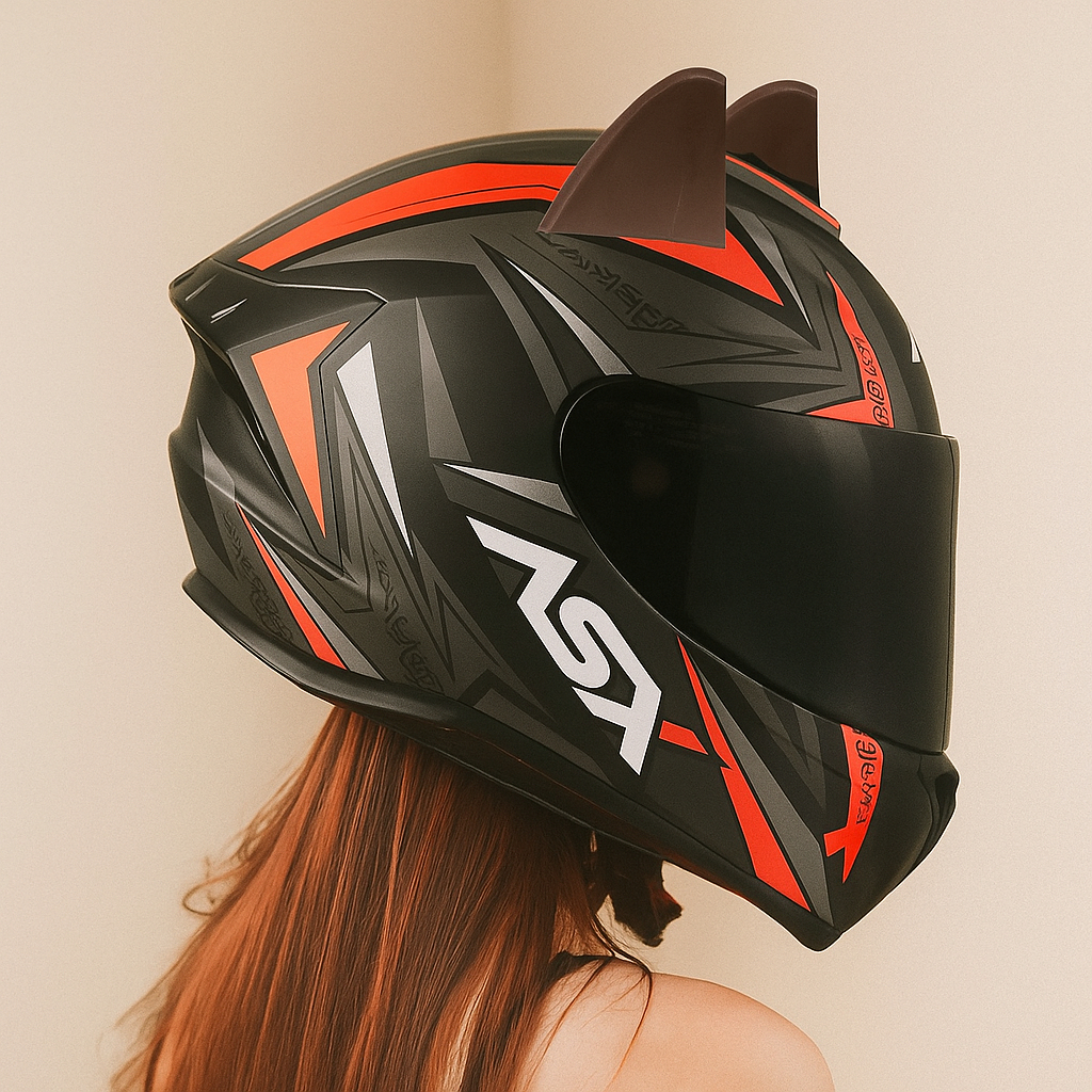 Kit 2 Pcs Orelha De Gato Orelinha Capacete Moto Bike Acessórios Gatinho Dupla Face