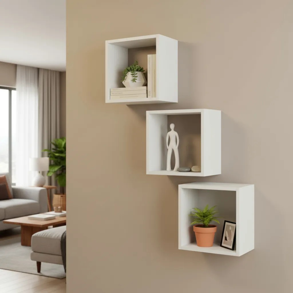 Kit 3 Nichos 25x25 MDF com 15cm profundidade Quarto Sala Banheiro Casa Decoração Flutuante Fotos