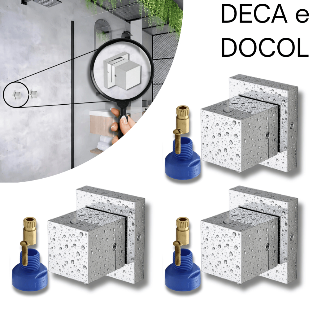 Kit 03 Acabamentos Cromado Metal para Registro Banheiro + Conversor Registro Docol para Deca em Oferta na Shopee