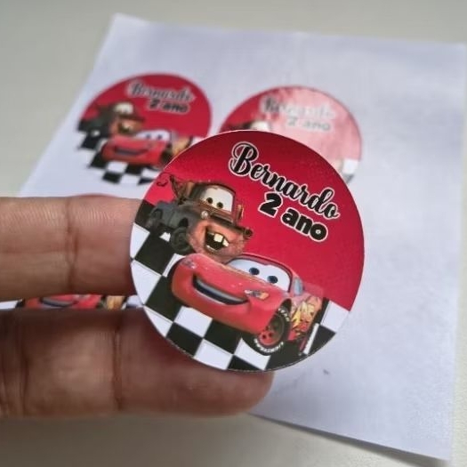 Adesivo Redondo Personalizado Carros/ MCQueen - Fazemos todos os temas