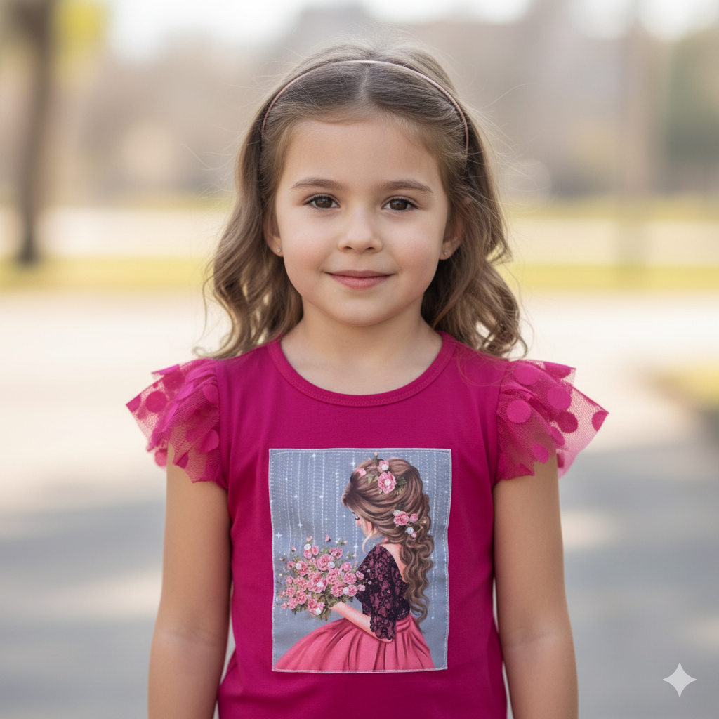 Blusa Infantil Manga Tule Princesa Blogueirinha Mini Diva em Oferta na Shopee
