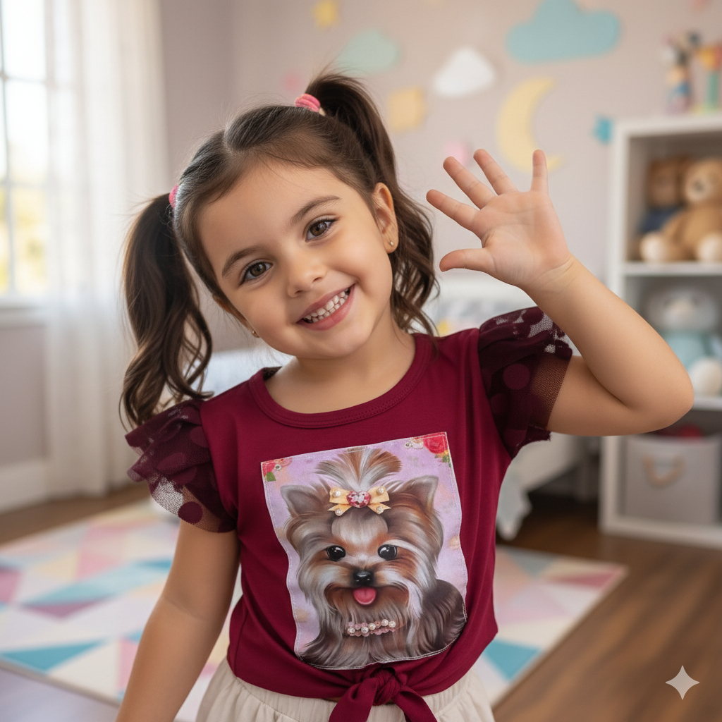Blusa Infantil Menina Babadinho Mini Diva Blogueirinha Tule