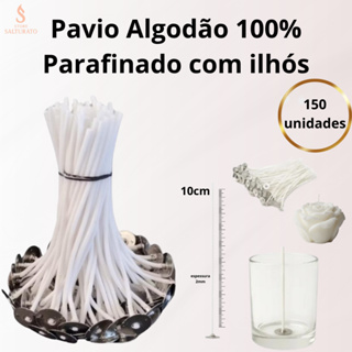 Pavio Parafinado 100% algodão para velas Artesanais, Decorativas e lembrancinhas 10cm- 2mm em Oferta na Shopee