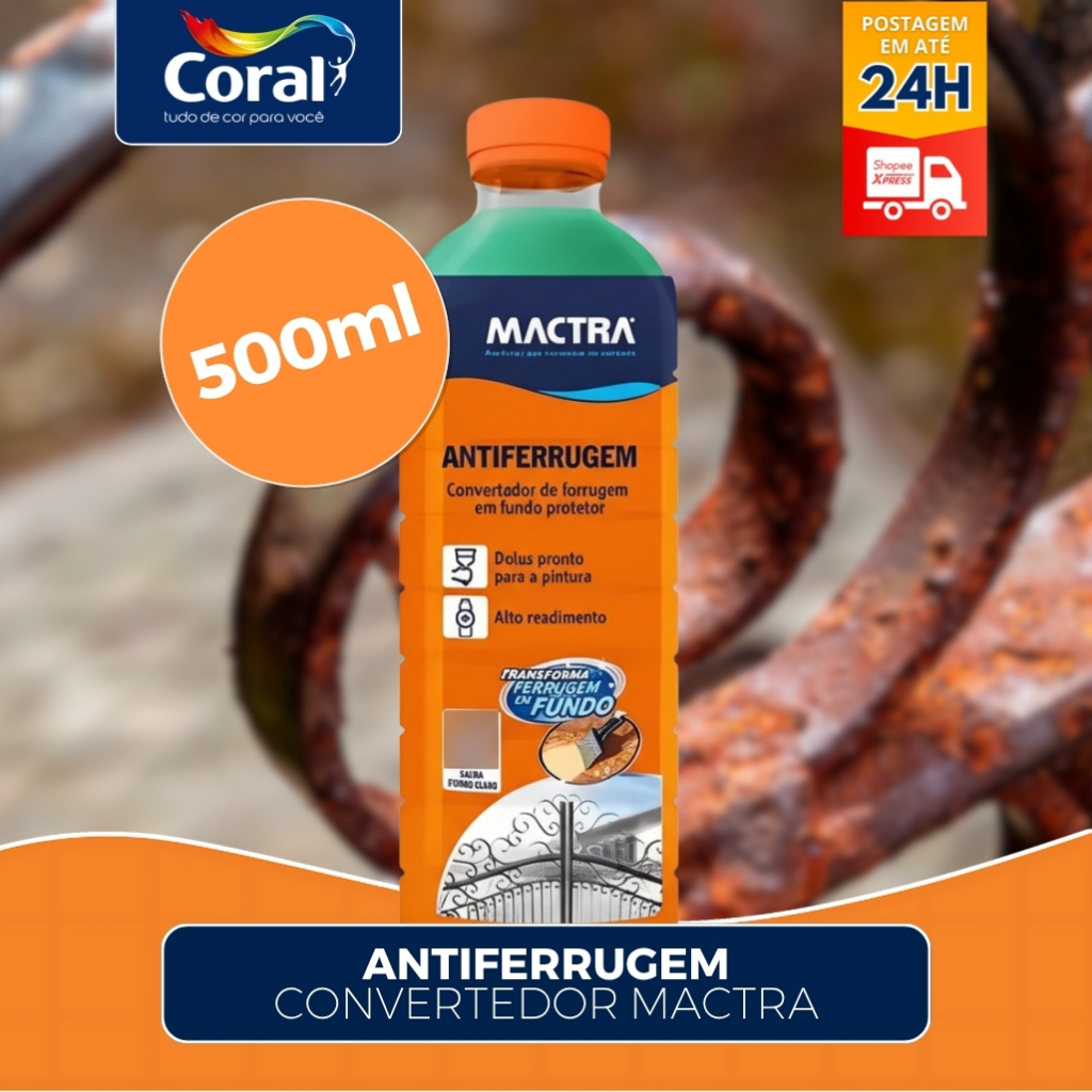 Antiferrugem Mactra 500 Ml Coral Convertedor Protetor Para Metal
