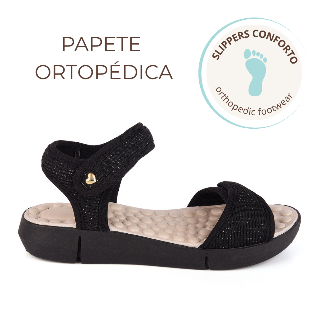 Papete Ortopédica Feminina com Fechamento em Velcro Super Conforto Palmilha Massageadora