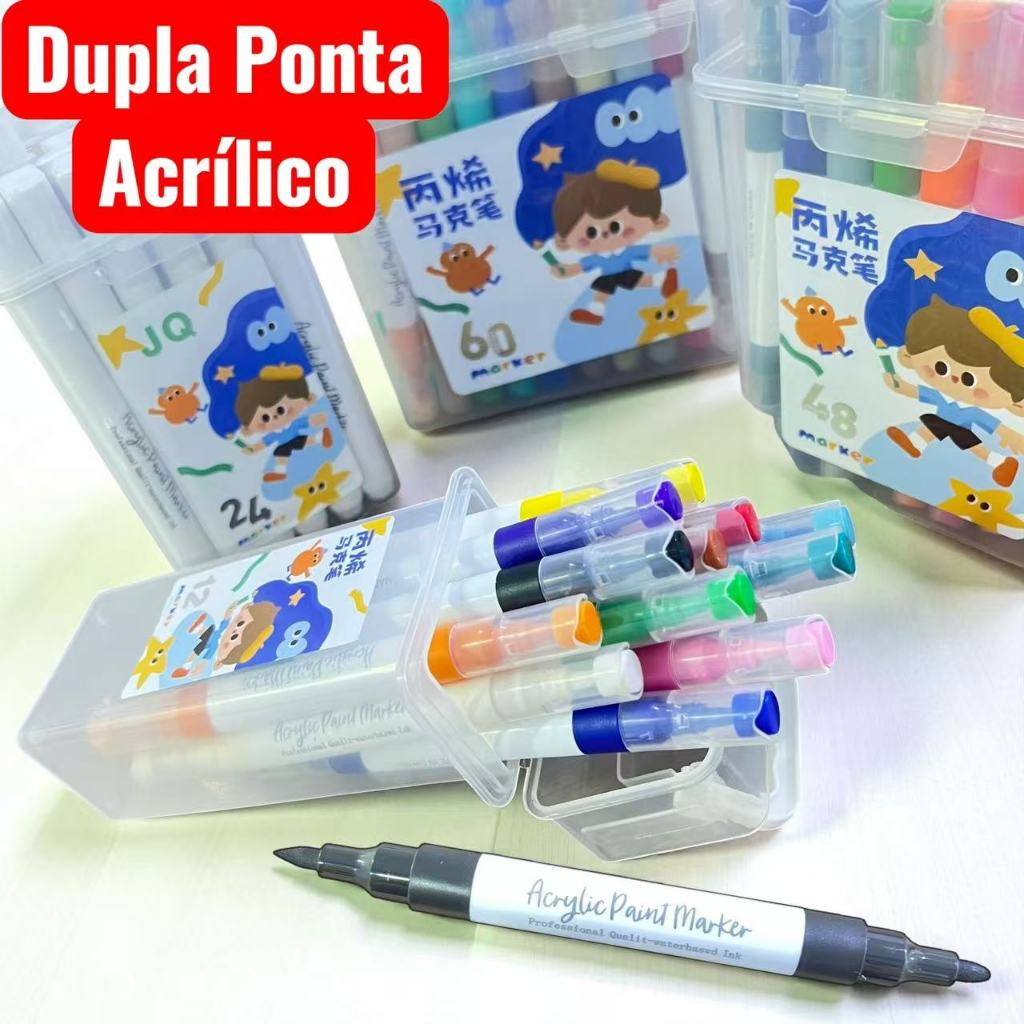 24 Canetas Marcadoras Acrílicas Brush Cores Vivas para Pintar e Desenho em Oferta na Shopee