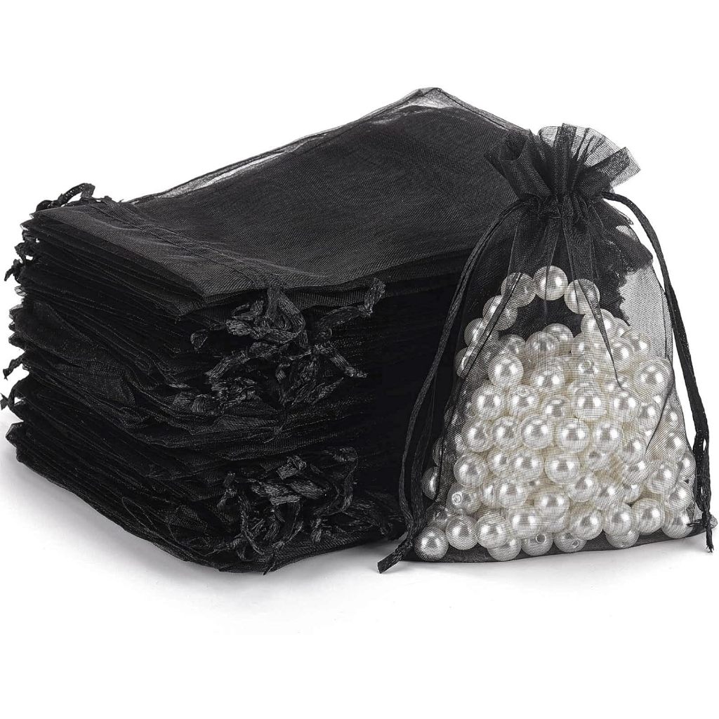Kit 10/20/50 Un Saco Saquinho Organza Tule Saquinho 7x9 9x12 10x15 Preto Festa Casamento