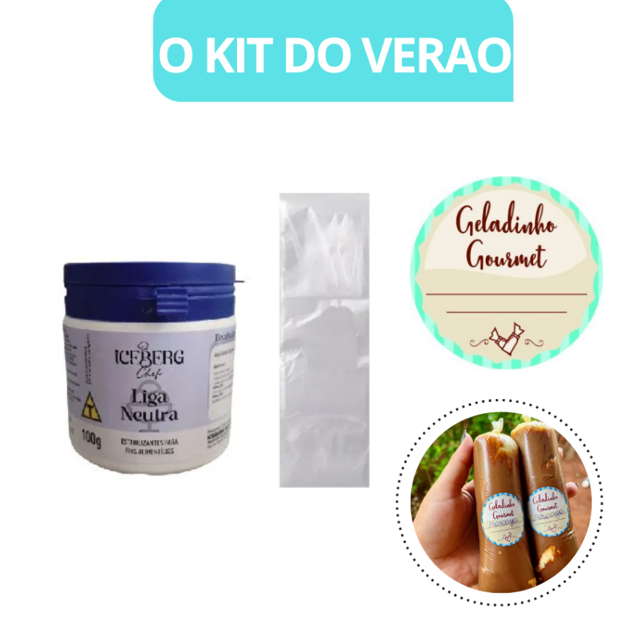 Kit 120 Etiquetas Geladinho Gourmet + 100 Saquinhos para Geladinho + Liga Neutra 100g em Oferta na Shopee