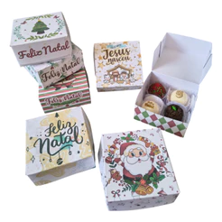 Caixas para 4 doces, trufas, sabonetes, lembranças natal, lembrancinha de natal