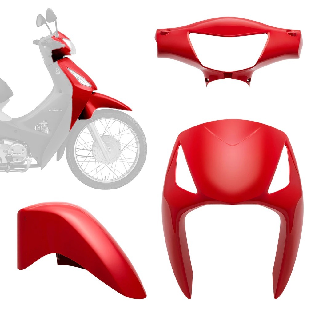 KIT CARENAGEM COMPLETO BIZ 125 2006 - (3 PÇ) - (VERMELHO CARUARU) PRO TORK