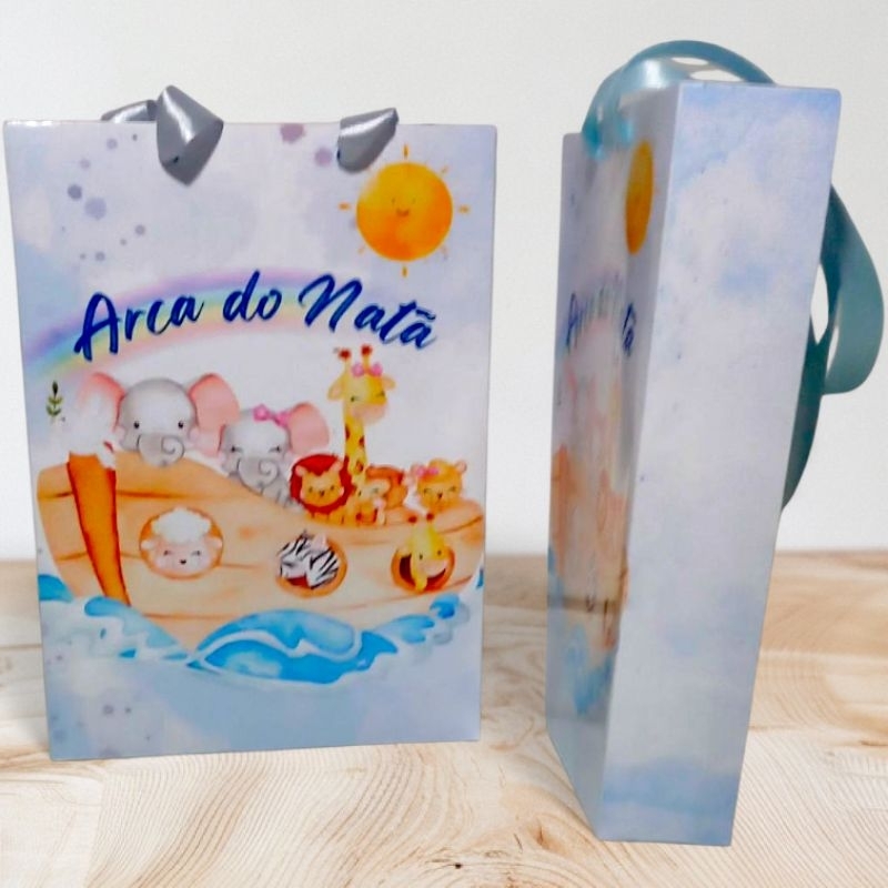 10 Sacolinhas Surpresa  Personalizada Arca de Noé Lembrancinha Infantil Festa Diversos Temas  Com Nome e Idade
